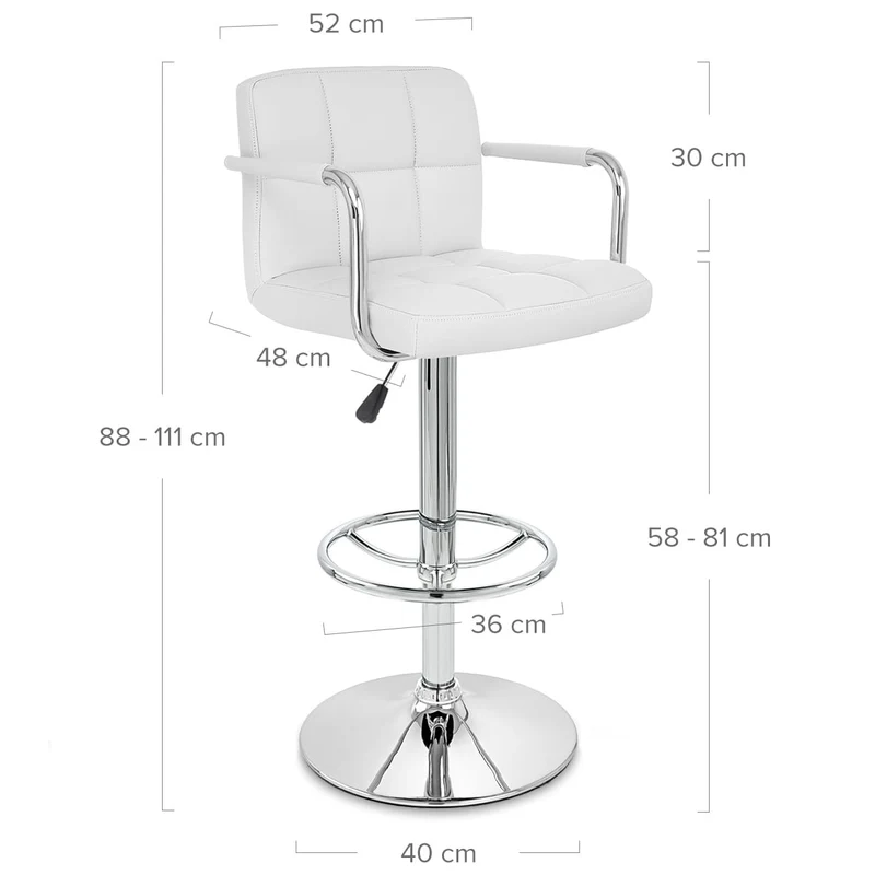 Chaise de Bar Faux Cuir Chrome - Maze Blanc