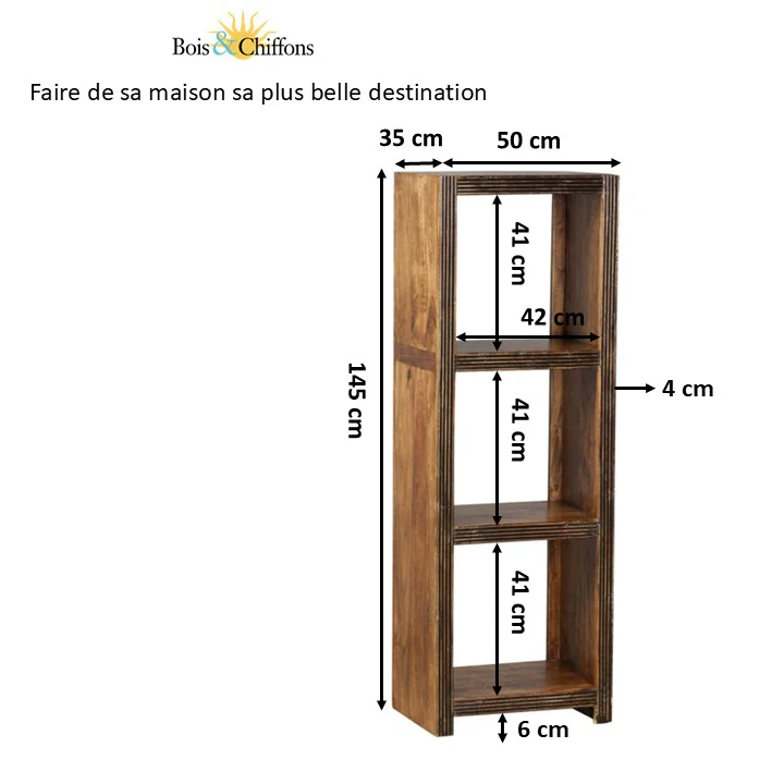 Étagère 3 cases H145 cm | Acacia Florence