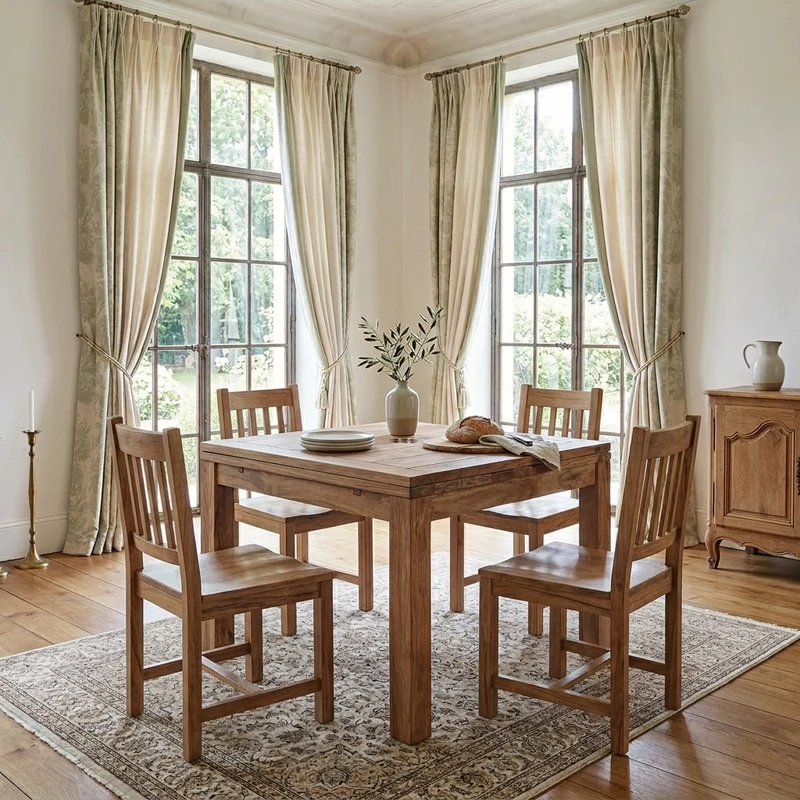 Grande table à manger carréé allonge 130 miel - Acacia Gordon
