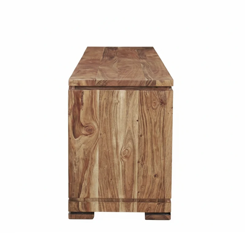 Meuble TV bois sculpté bicolore 160 2P 1T | Acacia Maya