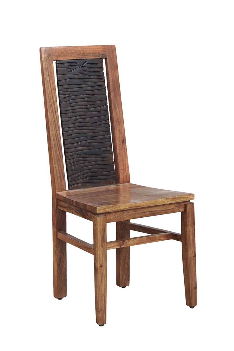 Chaise bois sculpté bicolore | Acacia Maya
