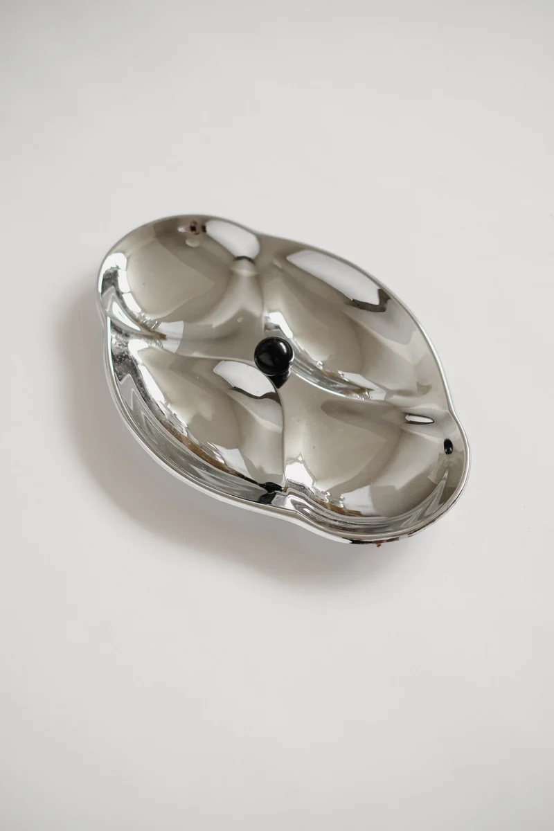 Elegant Mid-Century Vintage Chrome Serving Dish