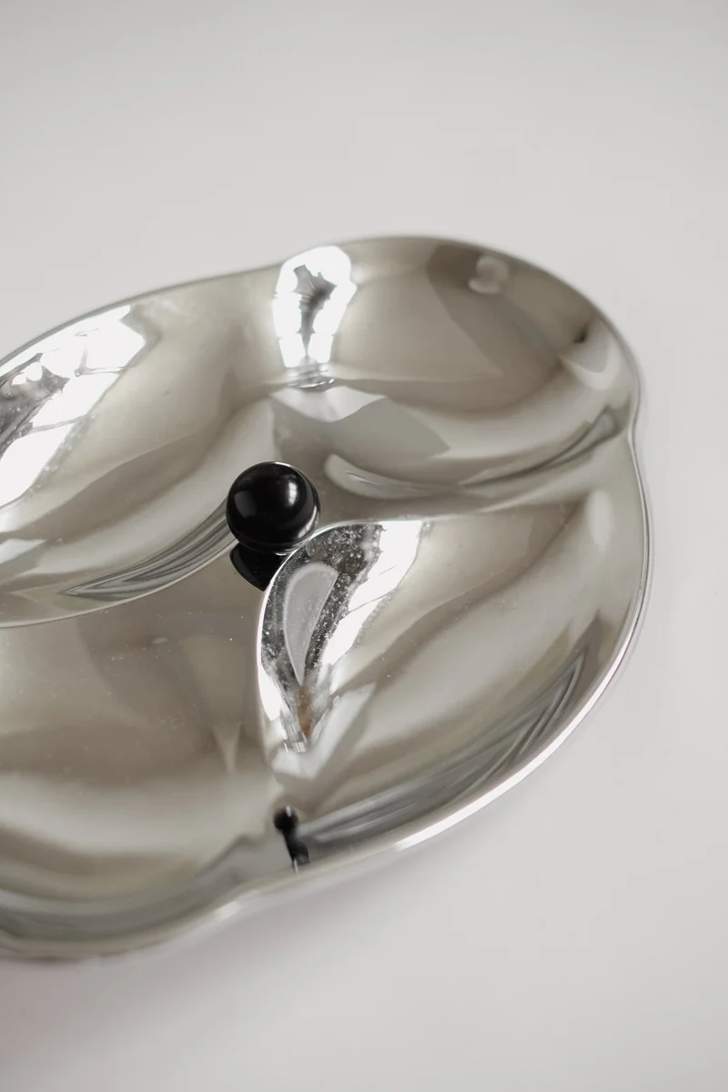 Elegant Mid-Century Vintage Chrome Serving Dish