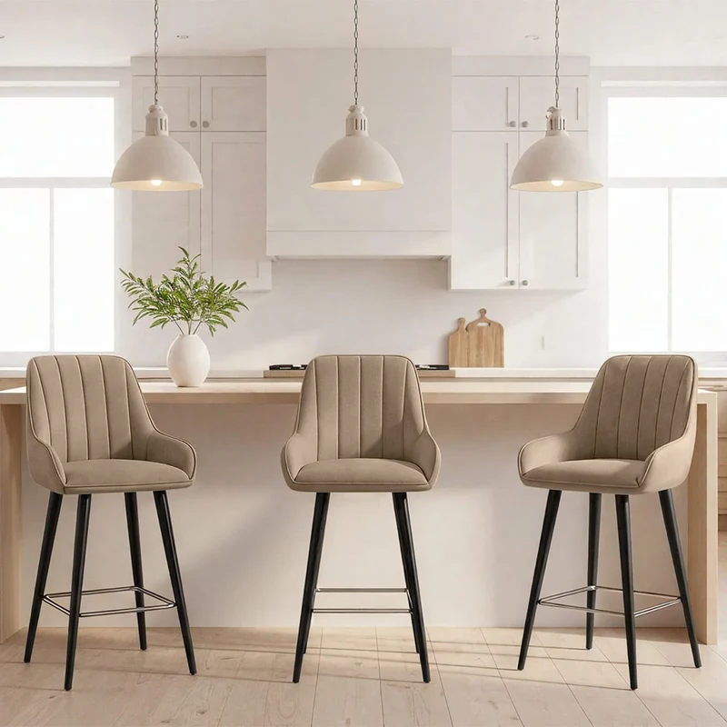 Tabouret de Bar Faux Cuir - Rosa Taupe