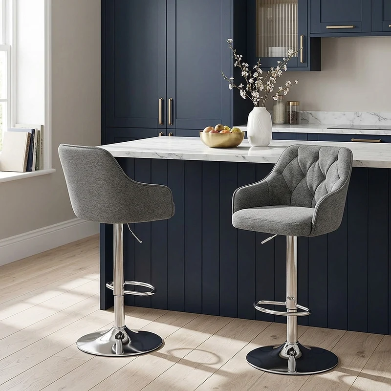 Tabouret de Bar Tissu - Butler Gris