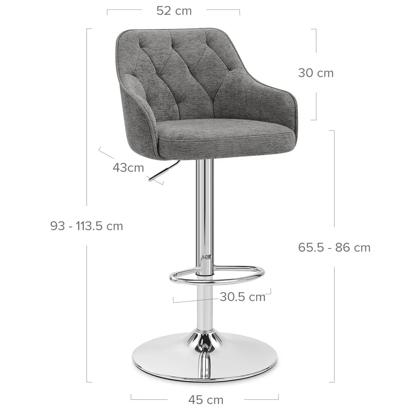 Tabouret de Bar Tissu - Butler Gris