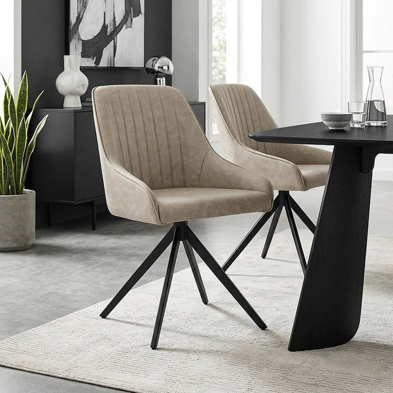 Chaise Faux Cuir - Amelia Taupe