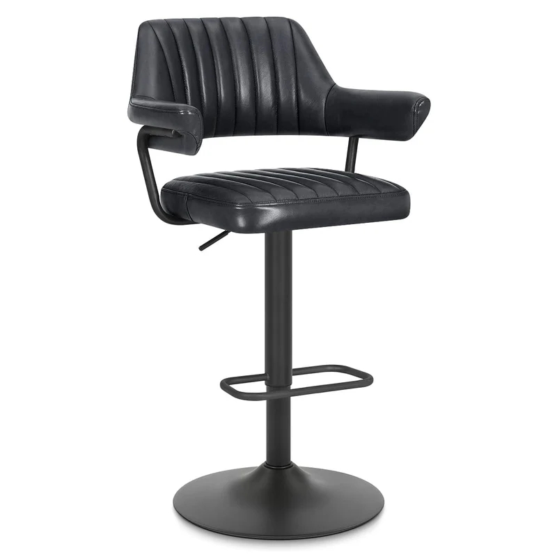 Tabouret de bar Cuir Véritable - Scout Gris Foncé
