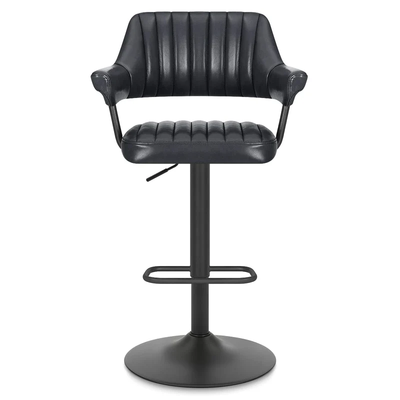 Tabouret de bar Cuir Véritable - Scout Gris Foncé