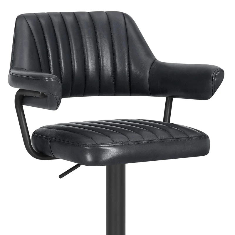 Tabouret de bar Cuir Véritable - Scout Gris Foncé