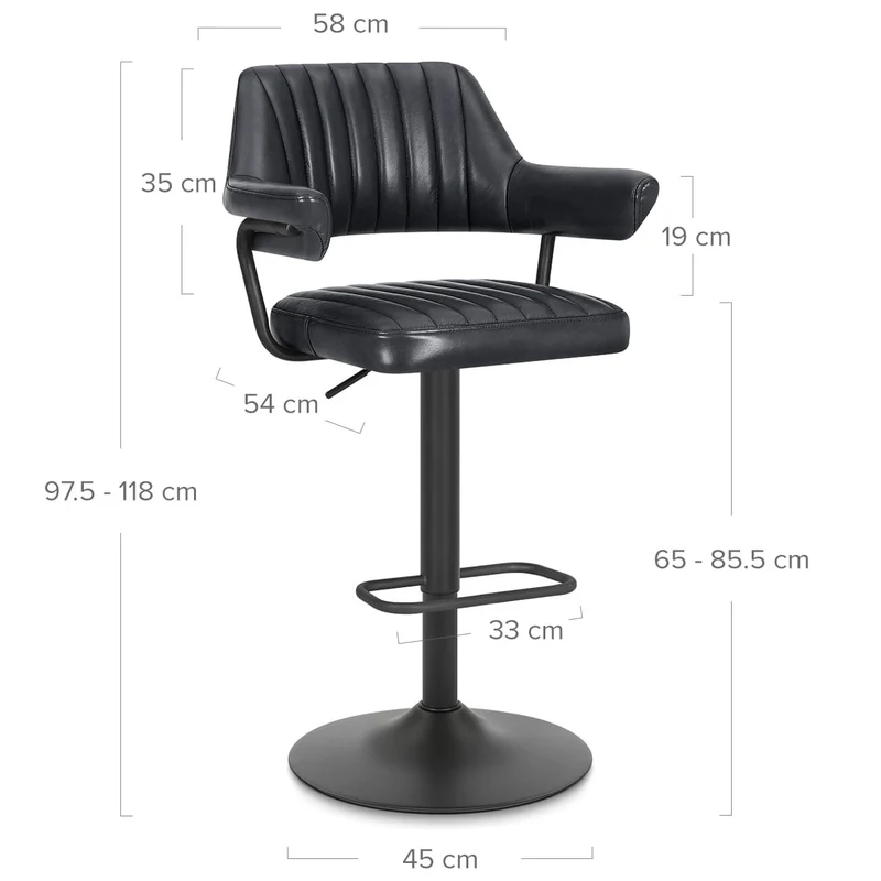 Tabouret de bar Cuir Véritable - Scout Gris Foncé
