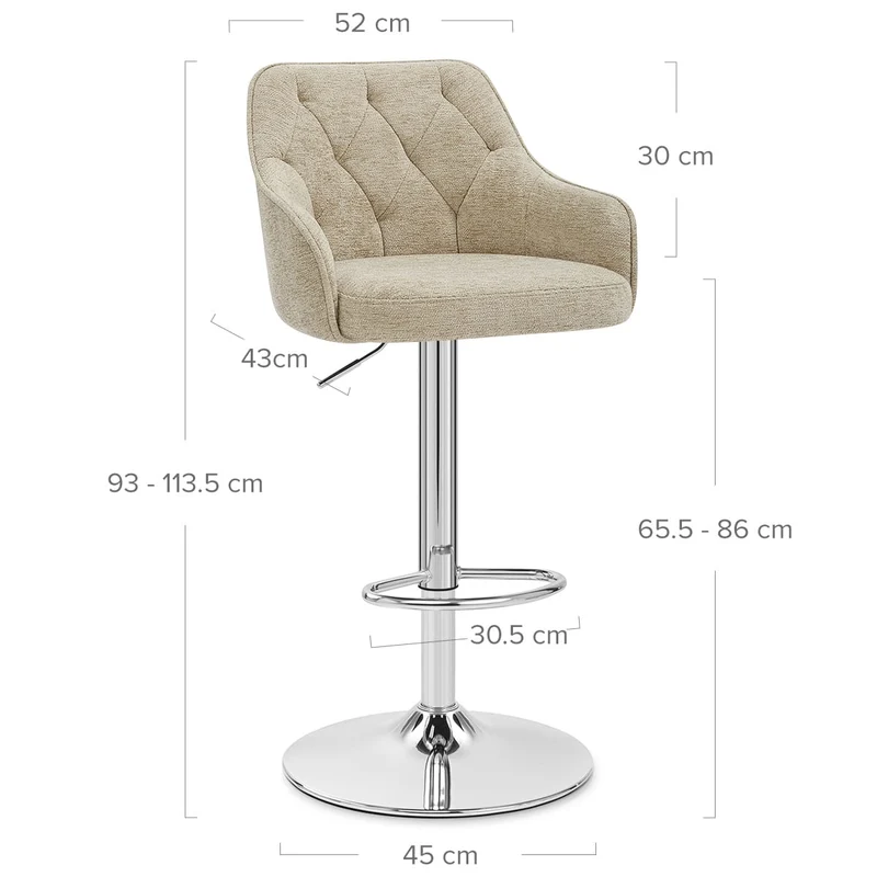 Tabouret de Bar Tissu - Butler Crème