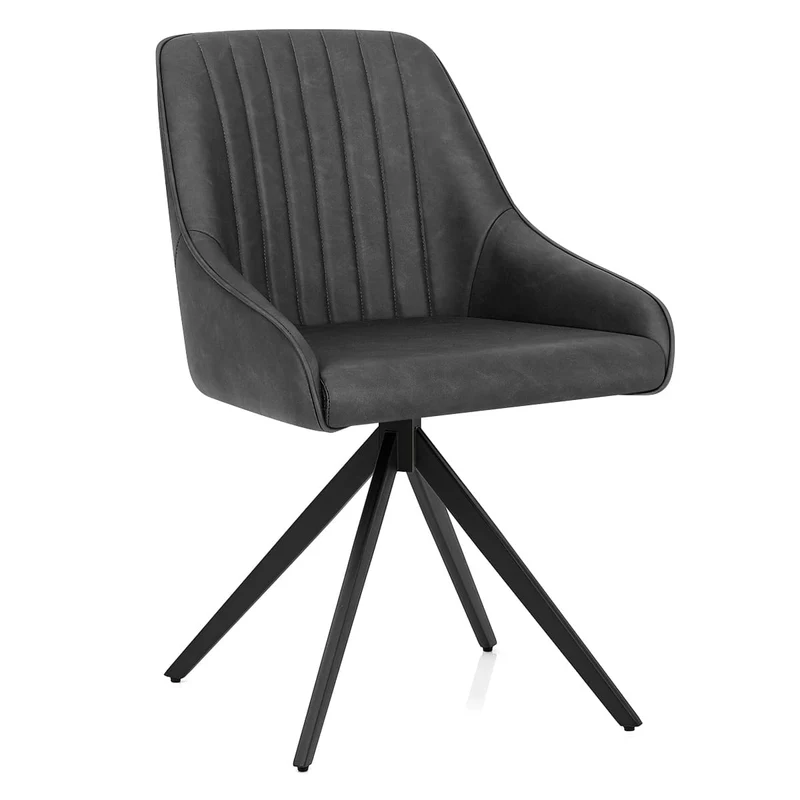 Chaise Faux Cuir - Amelia Gris Foncé