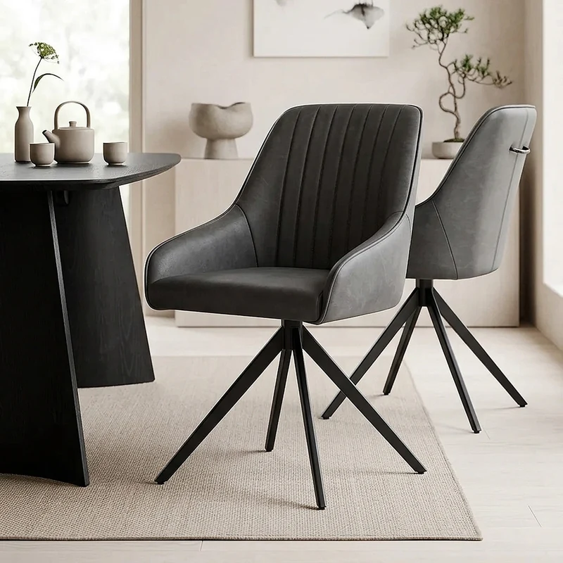 Chaise Faux Cuir - Amelia Gris Foncé