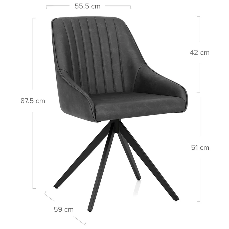 Chaise Faux Cuir - Amelia Gris Foncé