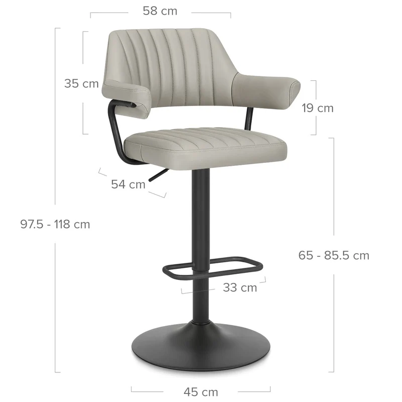 Tabouret de bar Cuir Véritable - Scout Gris