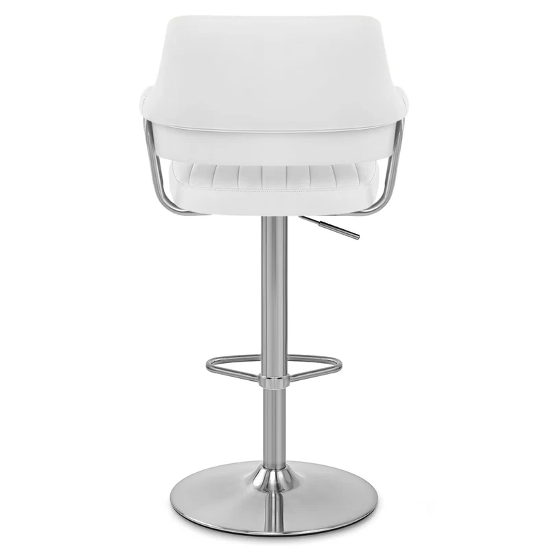 Chaise de Bar Chrome Brossé Faux Cuir - Skyline Blanc