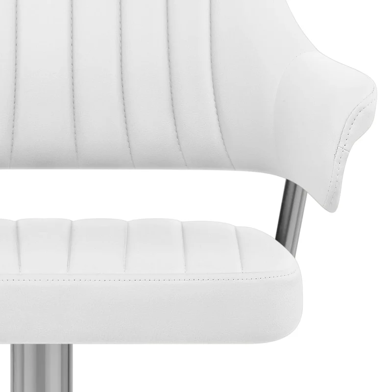 Chaise de Bar Chrome Brossé Faux Cuir - Skyline Blanc