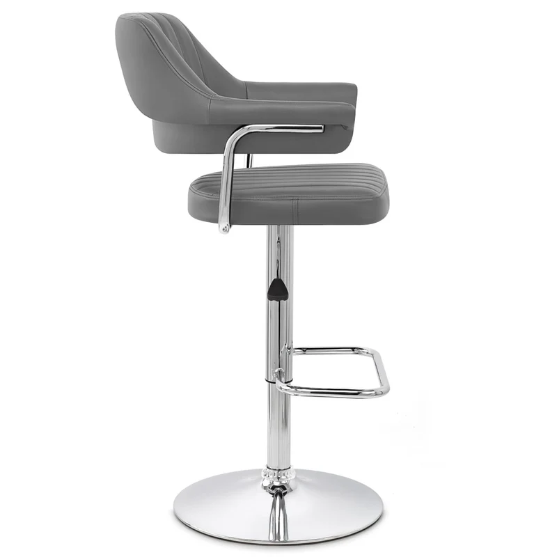 Chaise de Bar Faux Cuir Chrome - Skyline Gris
