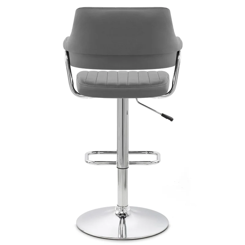 Chaise de Bar Faux Cuir Chrome - Skyline Gris