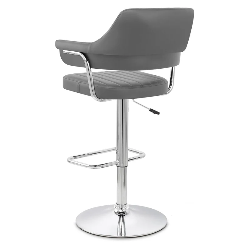 Chaise de Bar Faux Cuir Chrome - Skyline Gris