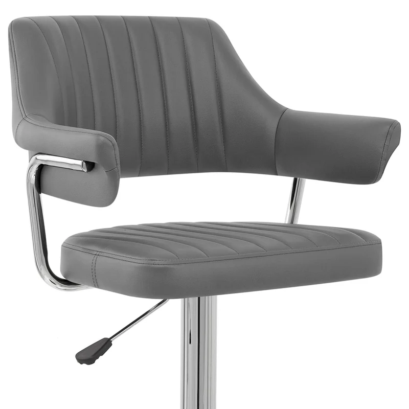 Chaise de Bar Faux Cuir Chrome - Skyline Gris