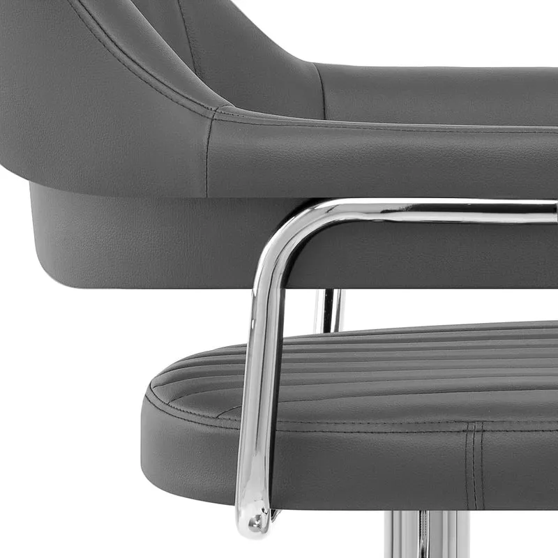Chaise de Bar Faux Cuir Chrome - Skyline Gris