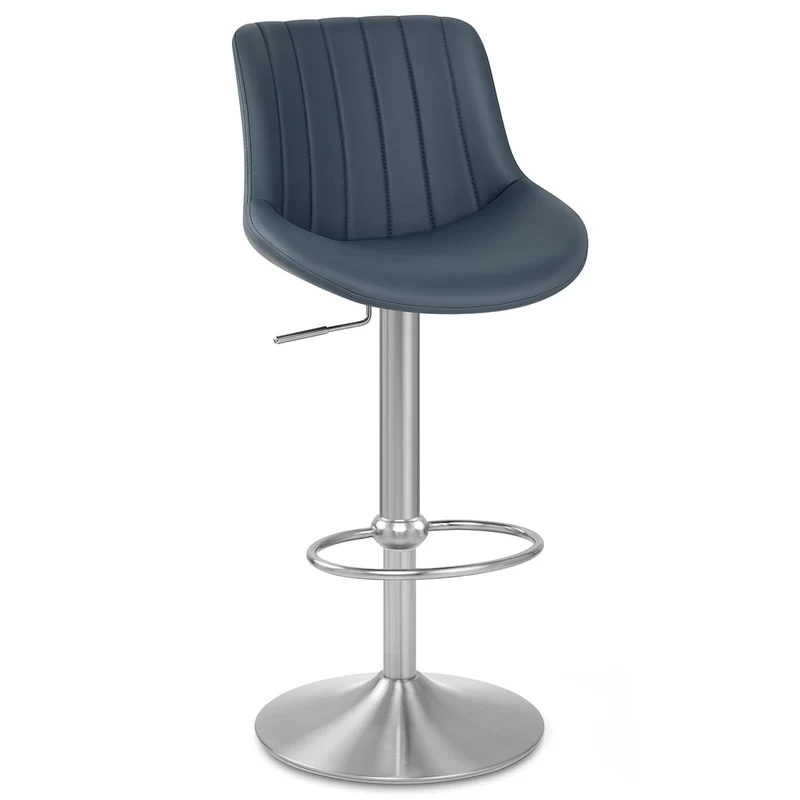Tabouret Cuir Véritable - Versailles Bleu
