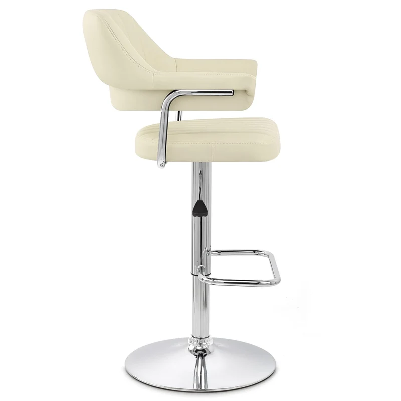 Chaise de Bar Faux Cuir Chrome - Skyline Crème