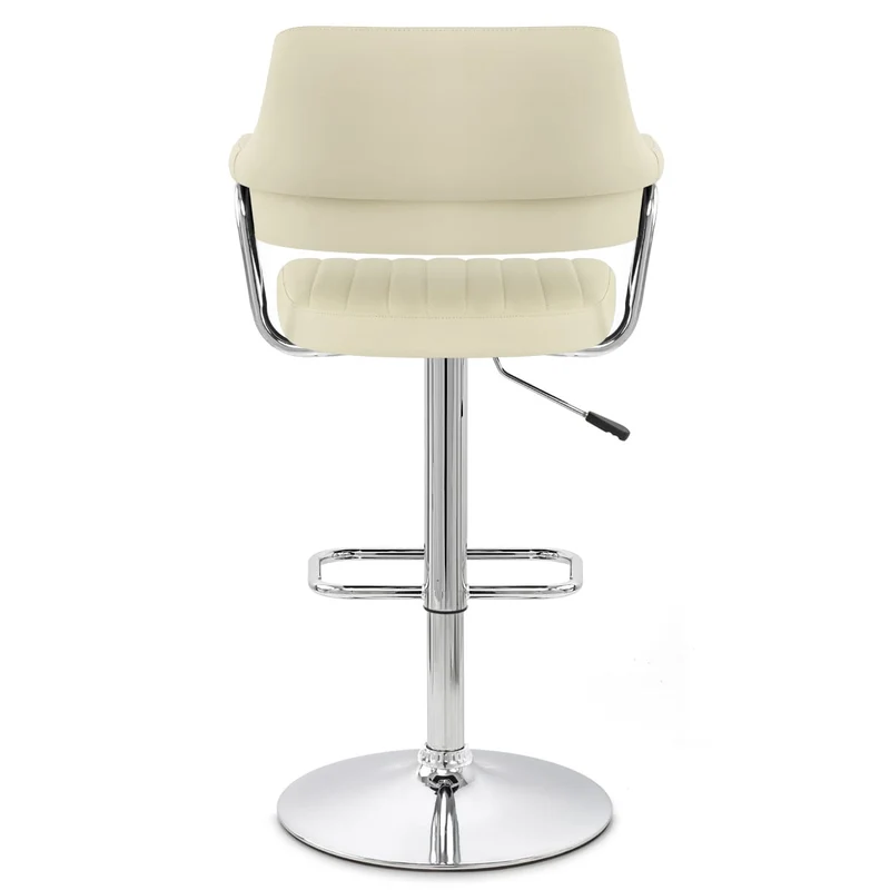 Chaise de Bar Faux Cuir Chrome - Skyline Crème