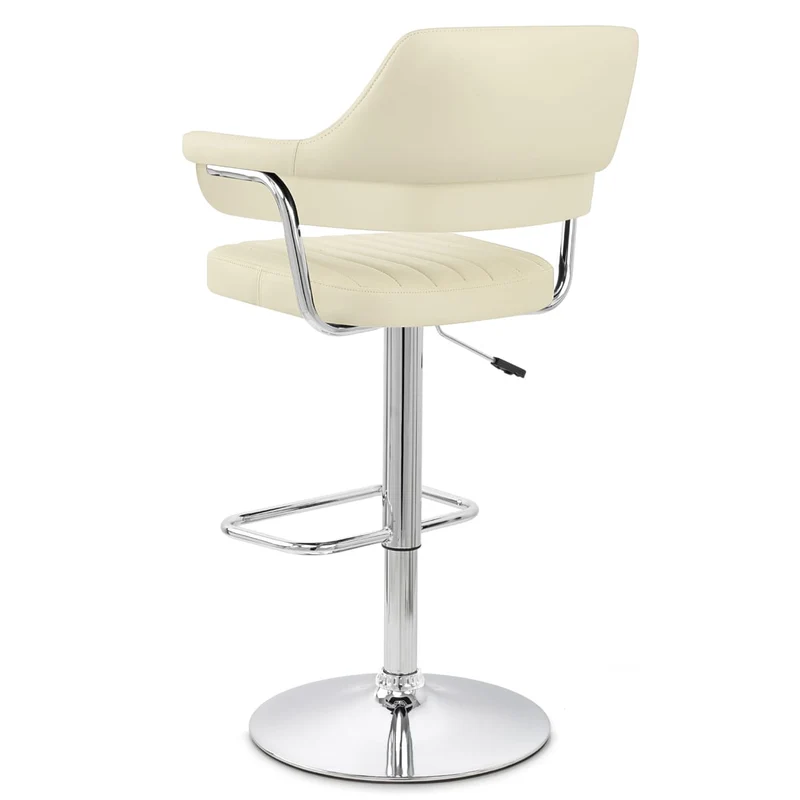 Chaise de Bar Faux Cuir Chrome - Skyline Crème