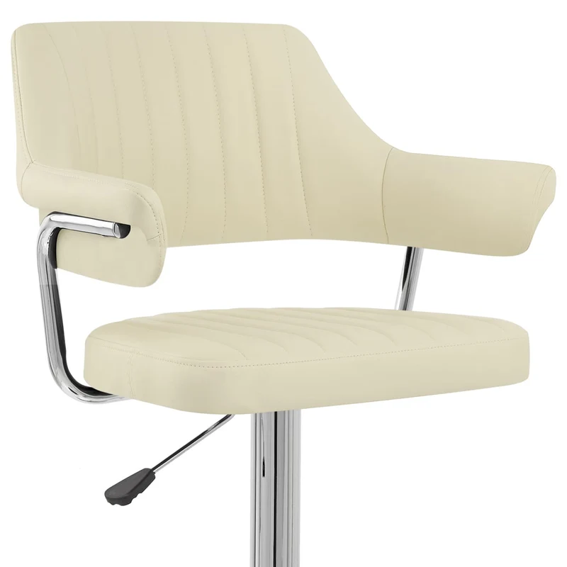 Chaise de Bar Faux Cuir Chrome - Skyline Crème