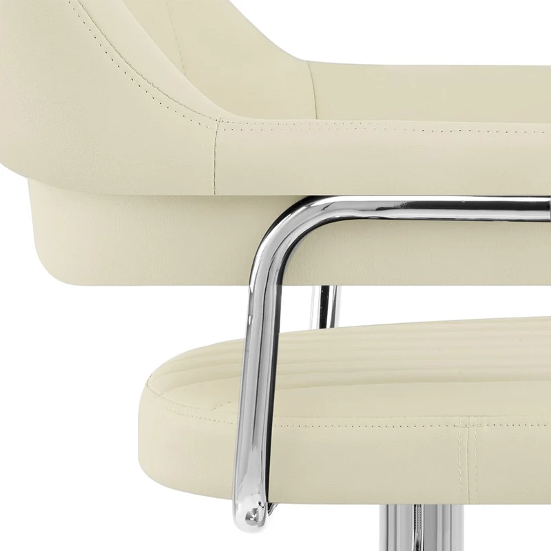 Chaise de Bar Faux Cuir Chrome - Skyline Crème