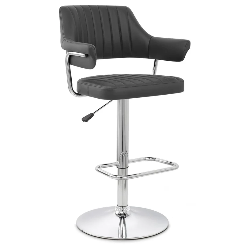 Chaise de Bar Faux Cuir Chrome - Skyline Noir