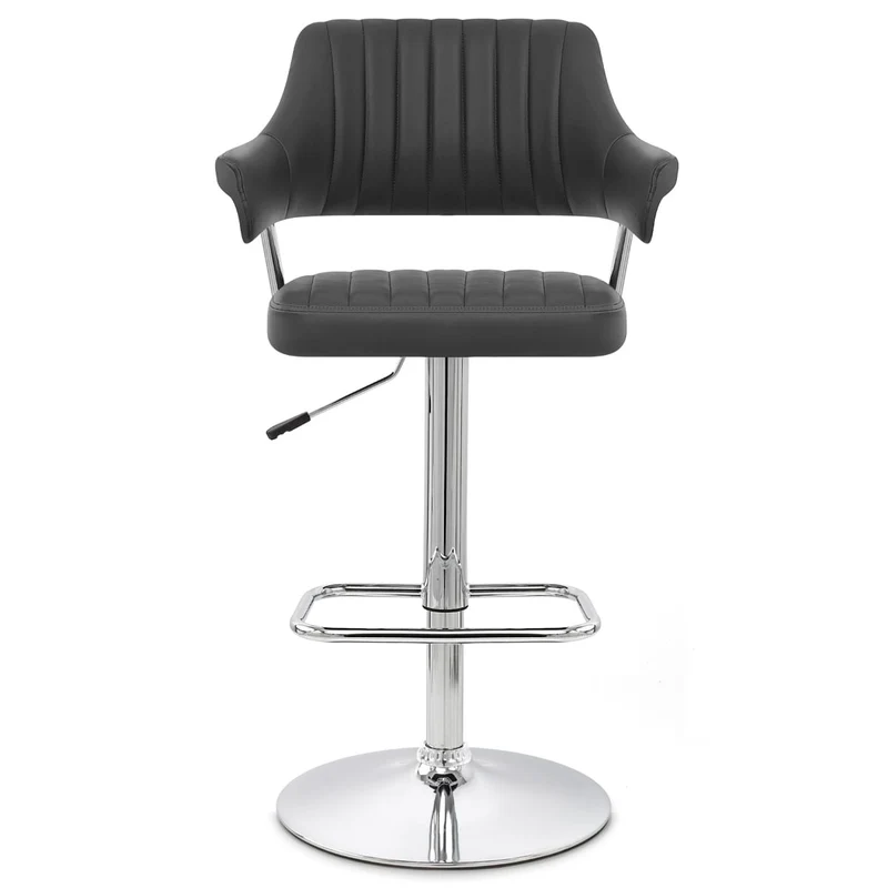 Chaise de Bar Faux Cuir Chrome - Skyline Noir