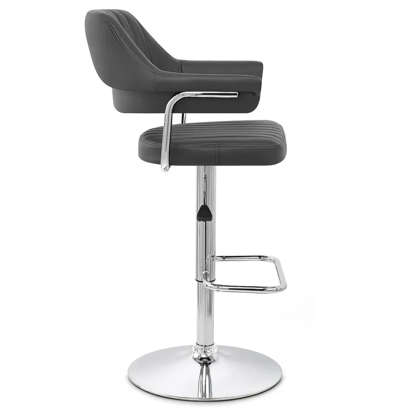 Chaise de Bar Faux Cuir Chrome - Skyline Noir