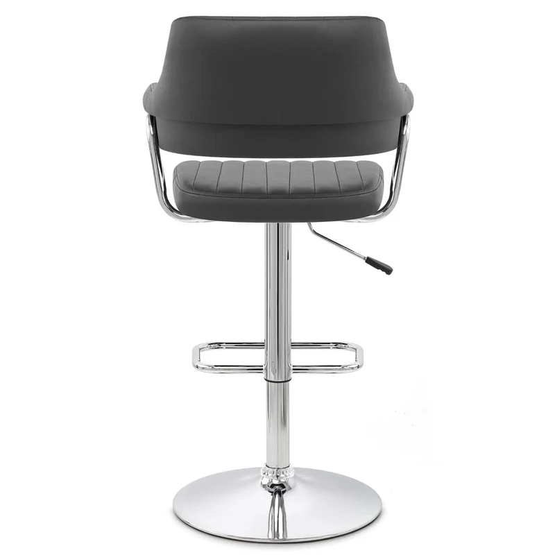 Chaise de Bar Faux Cuir Chrome - Skyline Noir