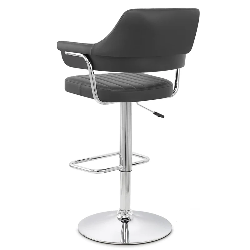Chaise de Bar Faux Cuir Chrome - Skyline Noir