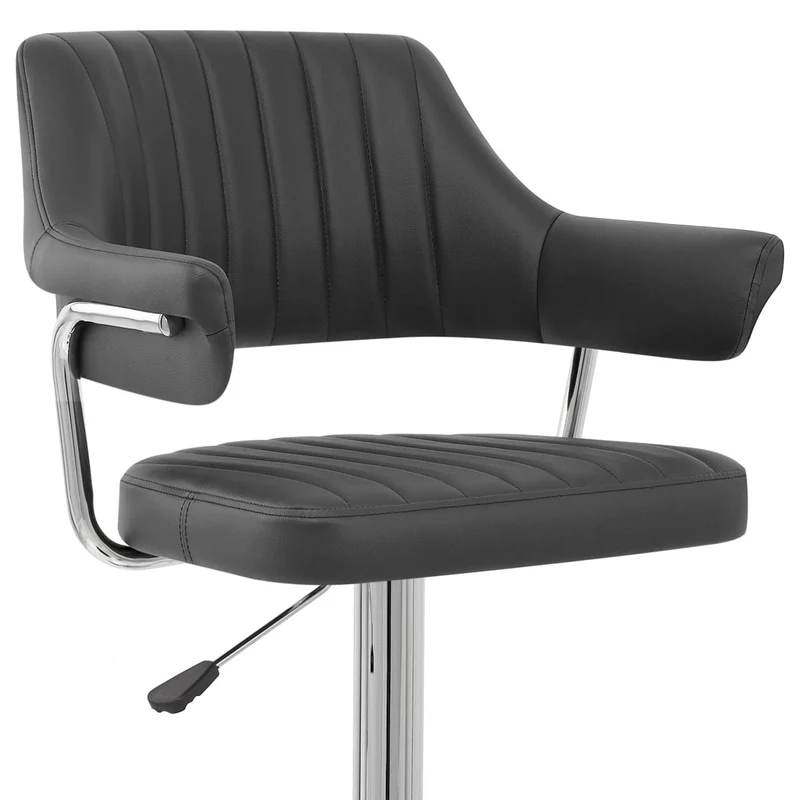 Chaise de Bar Faux Cuir Chrome - Skyline Noir