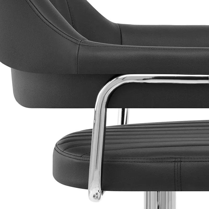 Chaise de Bar Faux Cuir Chrome - Skyline Noir