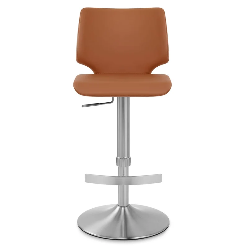 Tabouret de Bar Faux Cuir Chrome Brossé - Mode Marron