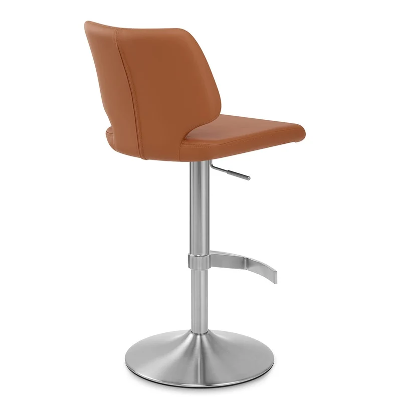 Tabouret de Bar Faux Cuir Chrome Brossé - Mode Marron