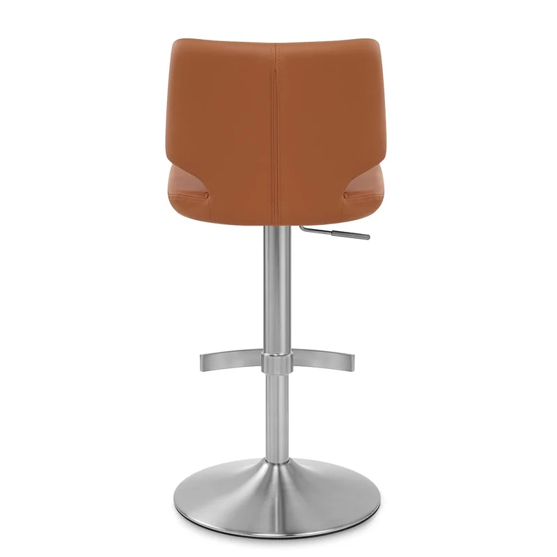 Tabouret de Bar Faux Cuir Chrome Brossé - Mode Marron