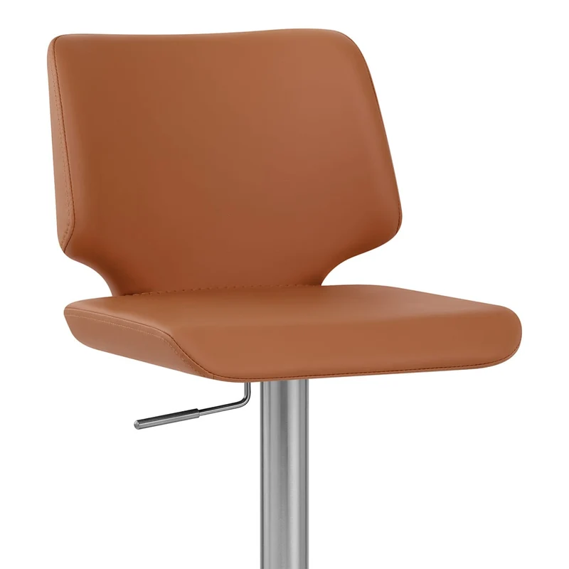 Tabouret de Bar Faux Cuir Chrome Brossé - Mode Marron