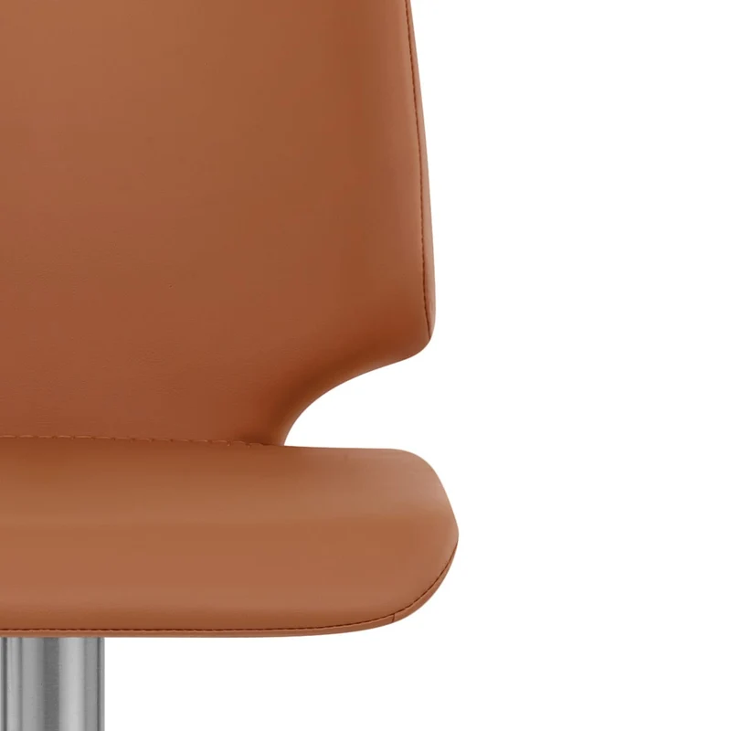 Tabouret de Bar Faux Cuir Chrome Brossé - Mode Marron