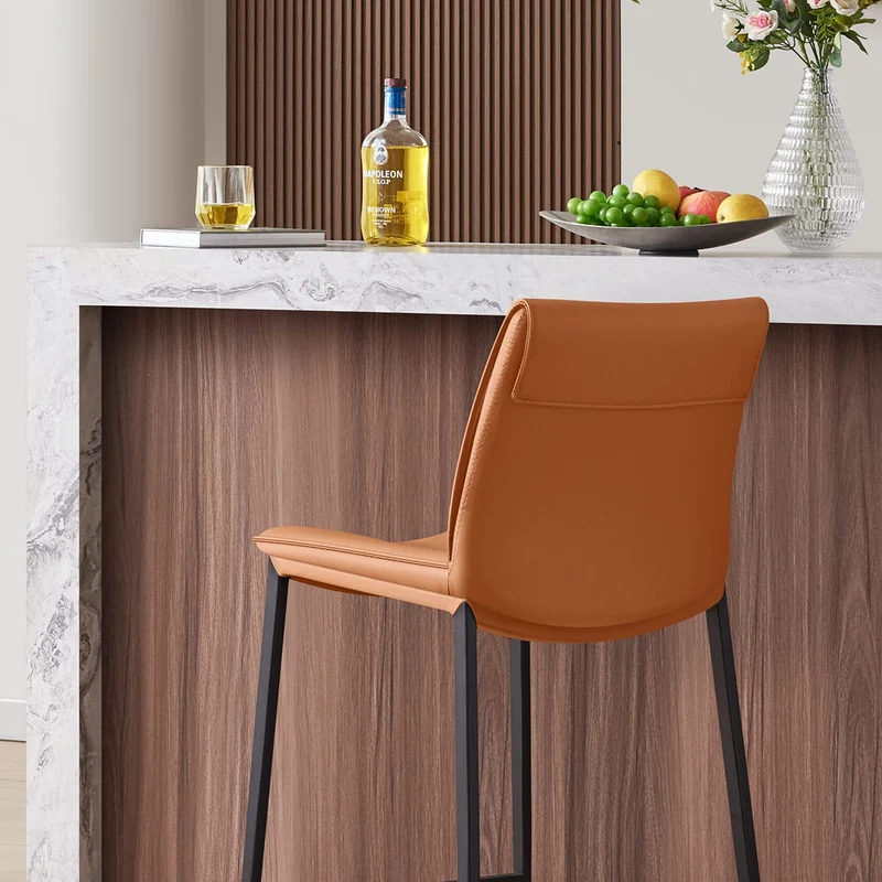 Tabouret Cuir Veritable - Addison Marron
