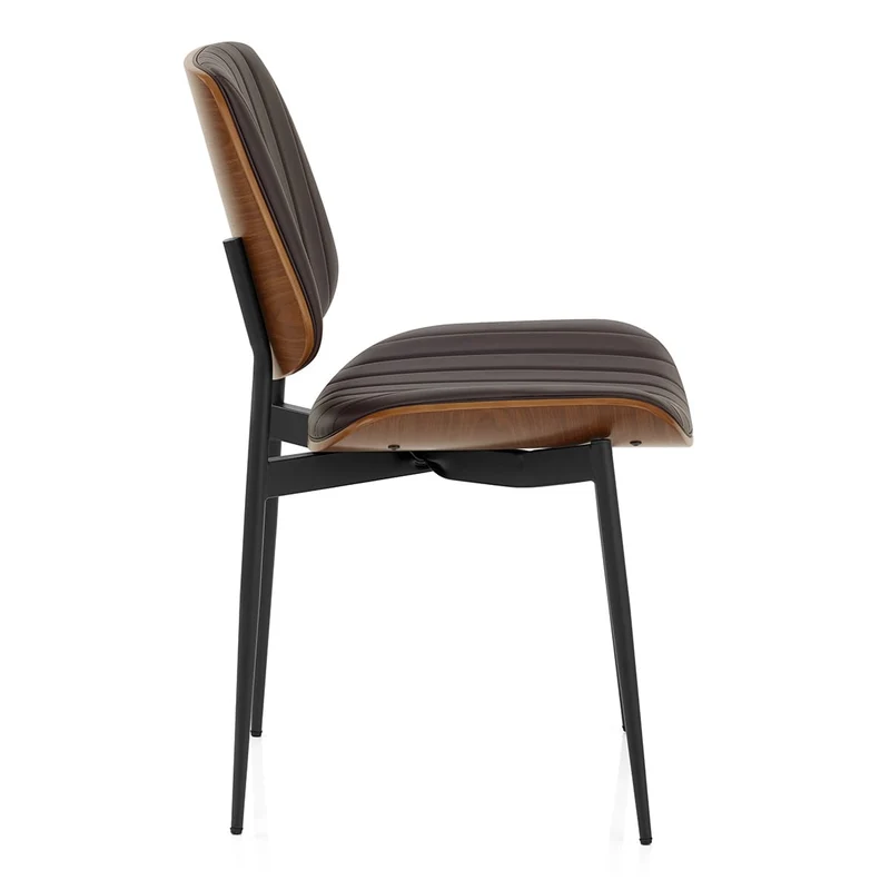 Chaise Bois Faux Cuir - Lara Marron