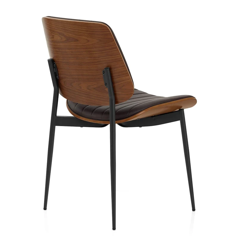 Chaise Bois Faux Cuir - Lara Marron