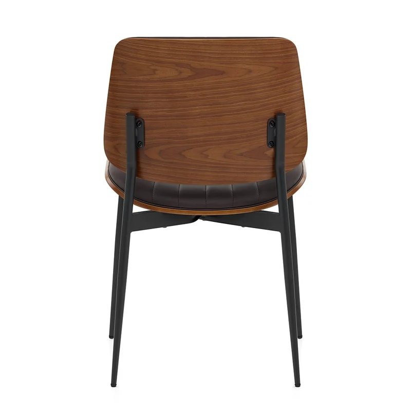 Chaise Bois Faux Cuir - Lara Marron