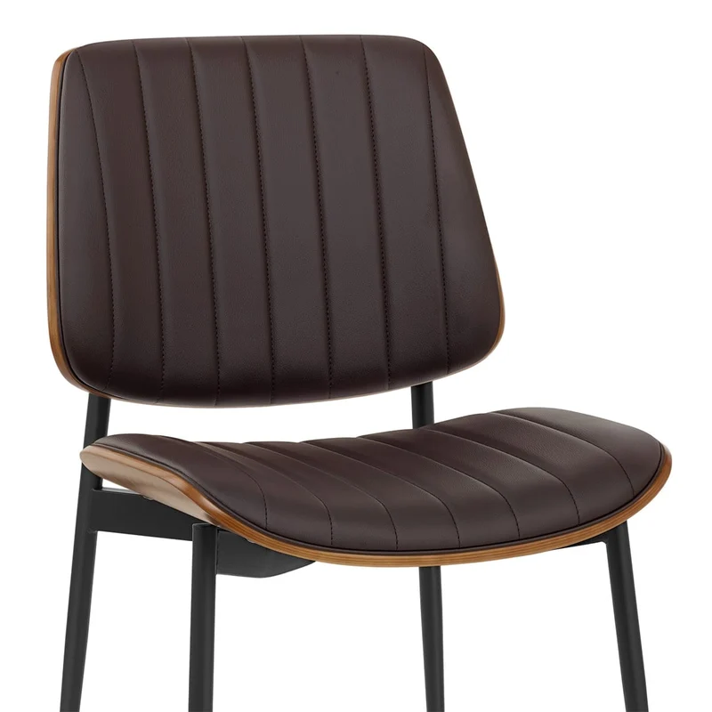 Chaise Bois Faux Cuir - Lara Marron